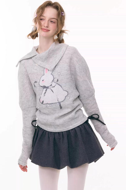 Rabbit Print Knitted Top