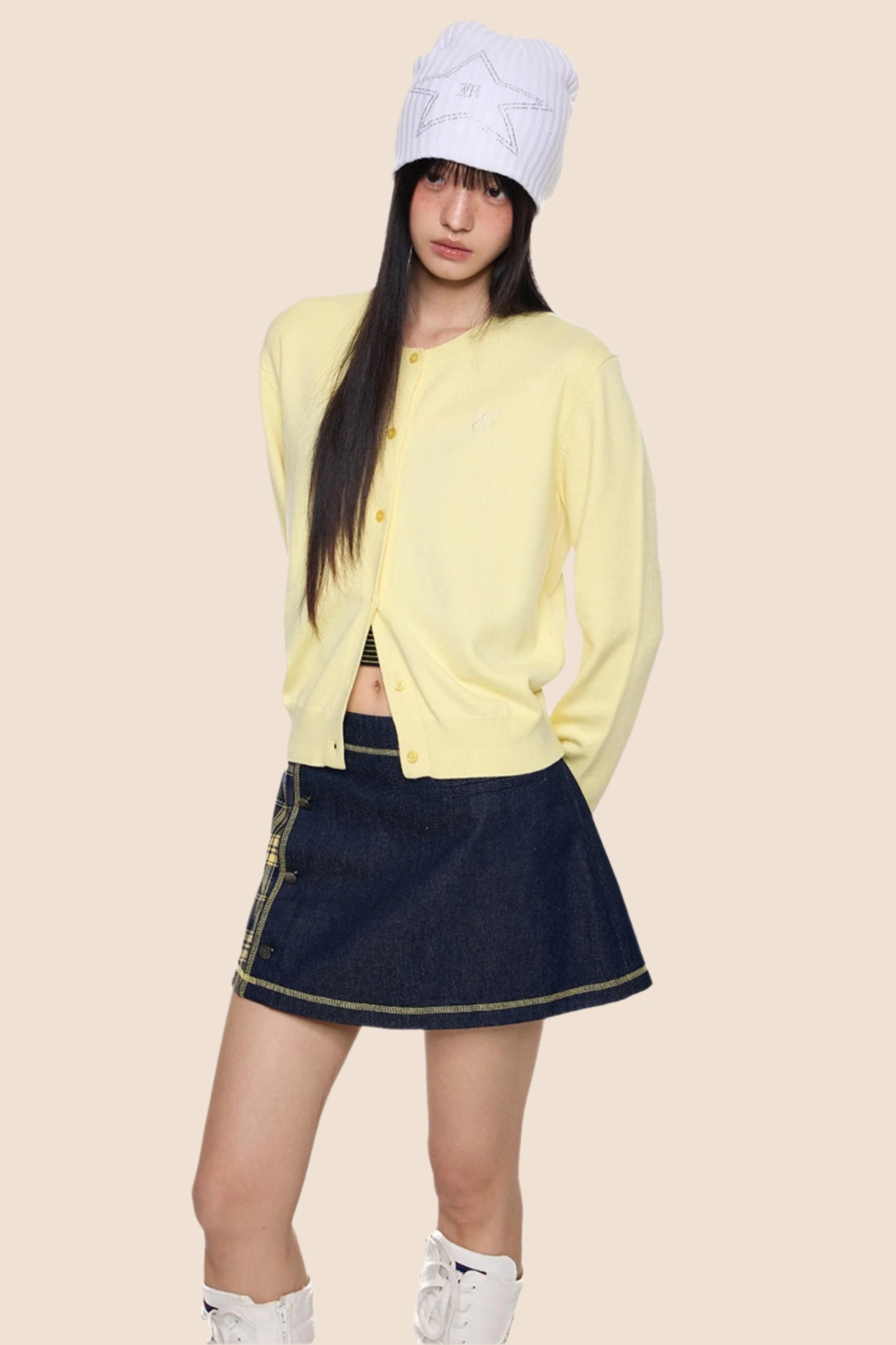 Embroidered Cropped Knit Sweater Cardigan