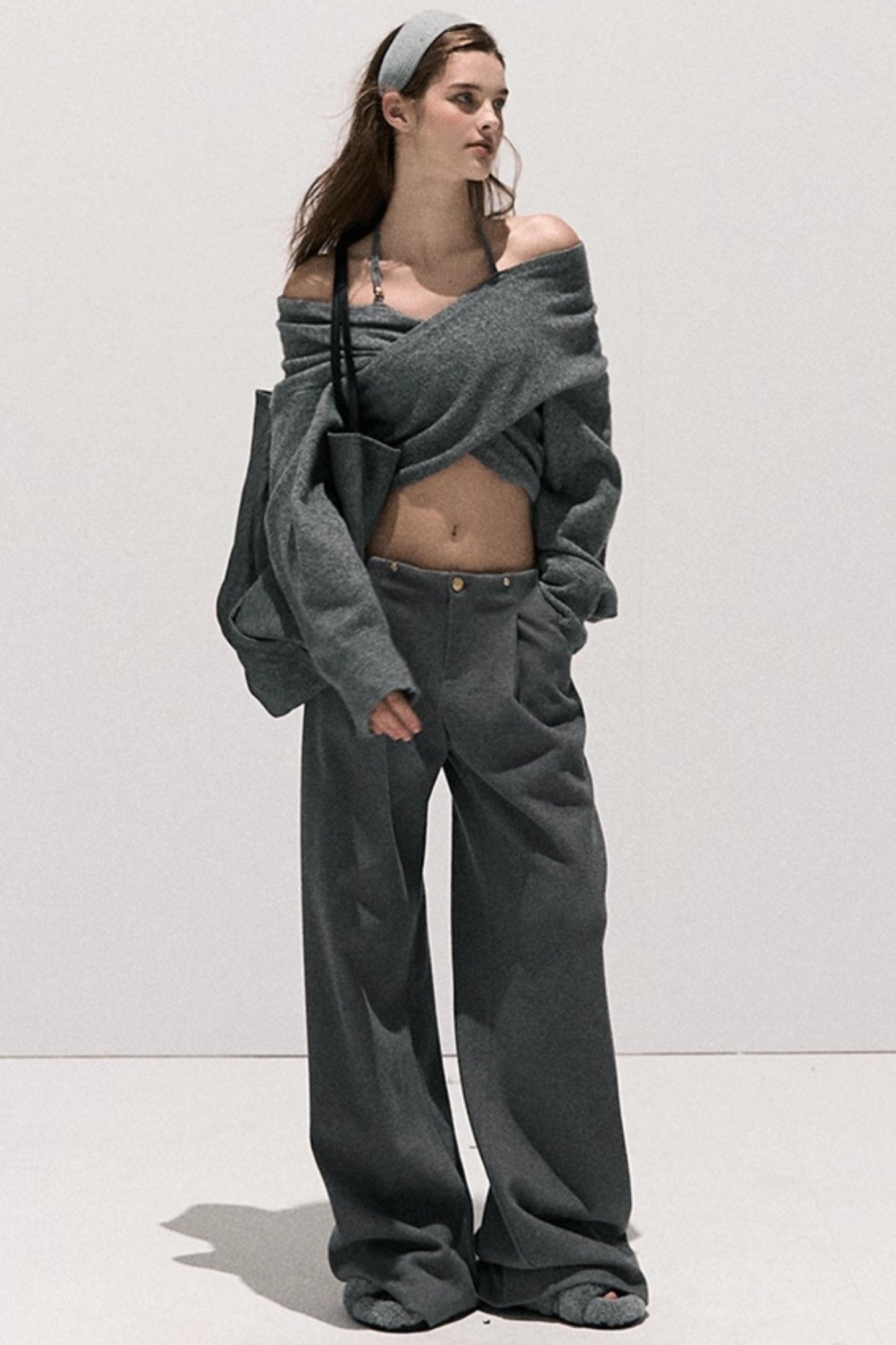 Basic Wool High-Waisted Wide-Leg Trousers