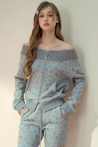 One-Shoulder Sweater With Trousers Set-Up