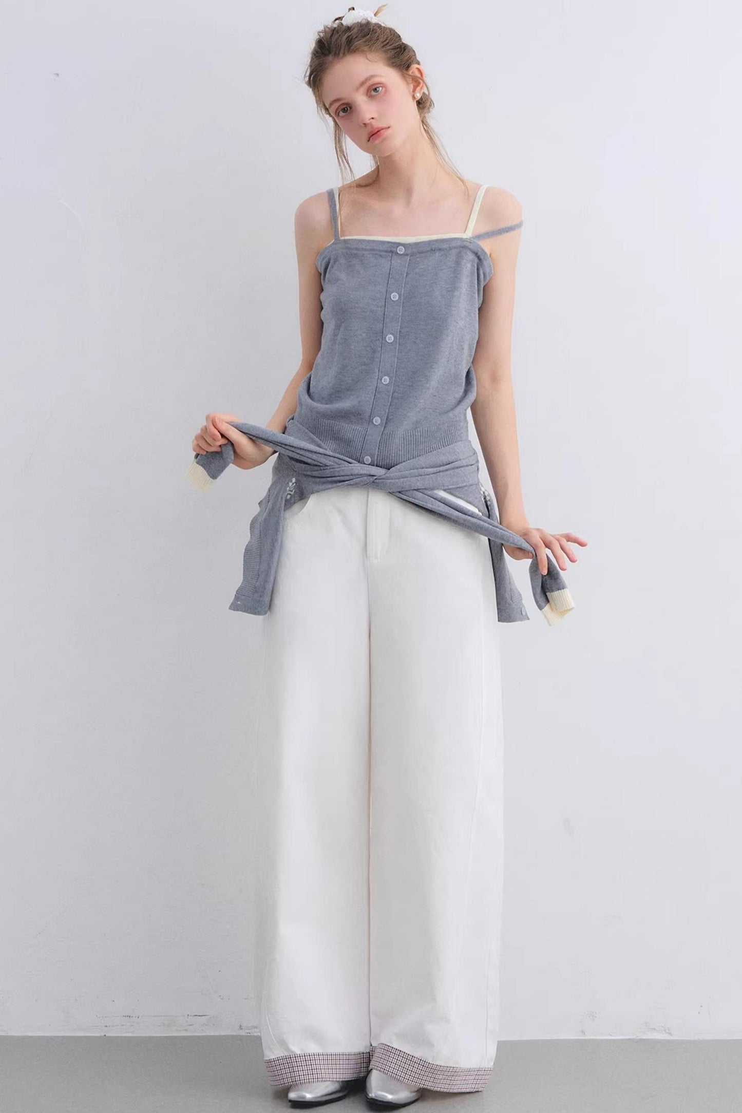 Gray Wool Cardigan Set