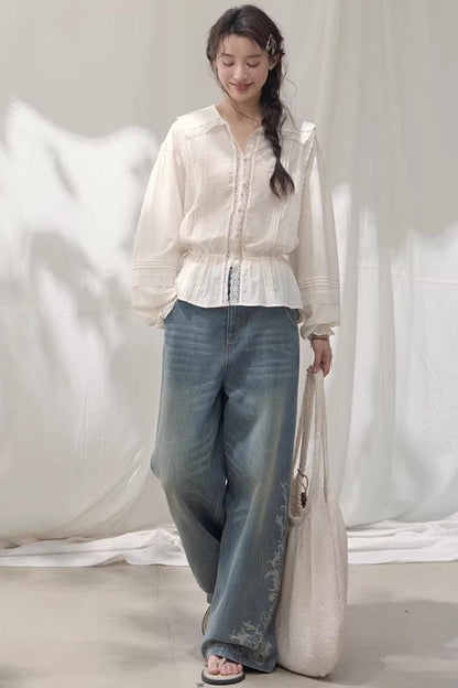 Laser Embossed Vintage Jeans