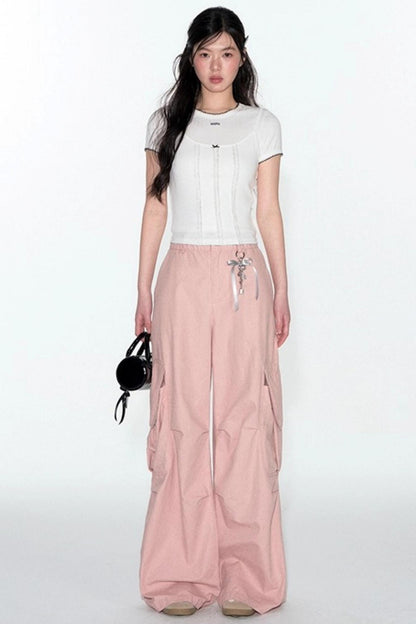 Summer Lace Suspenders Cropped Vest