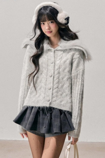 Fox Fur Knit Cardigan