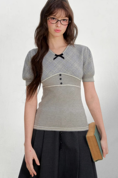 Retro Patterned Knit Top