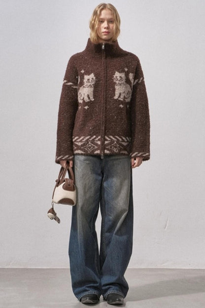 Star Kitty Jacquard Cardigan