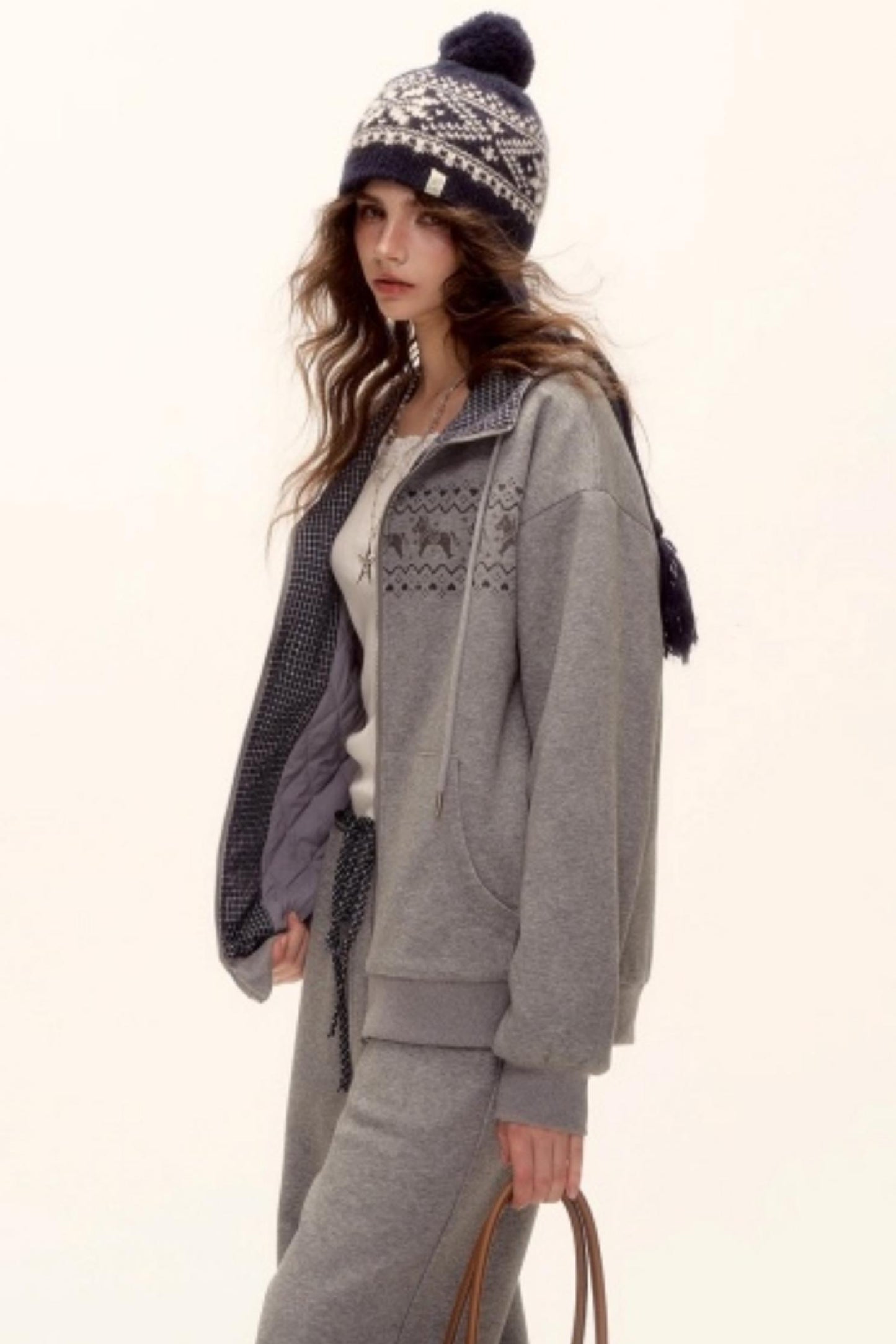 Fair Isle Quilted Jacket Pants Set-Up