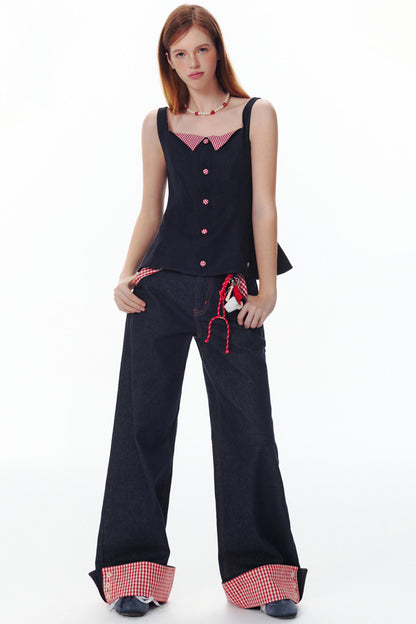 Colorblock Plaid Tank Top