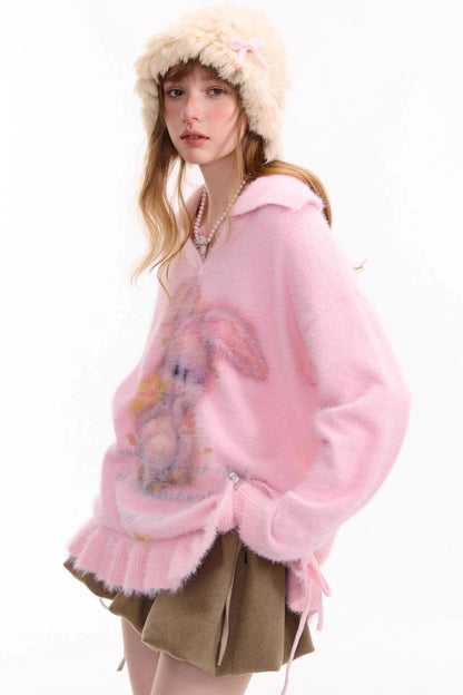 Pleated Hem Drawstring Sweater