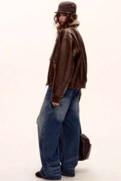 Retro Washed Denim Pants