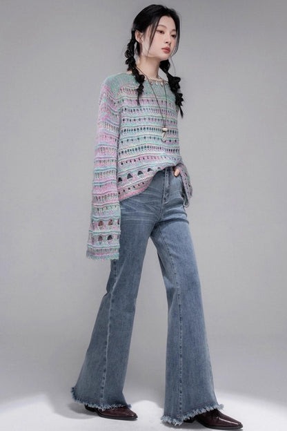 Sea Foam Wool Knit Pullover Top