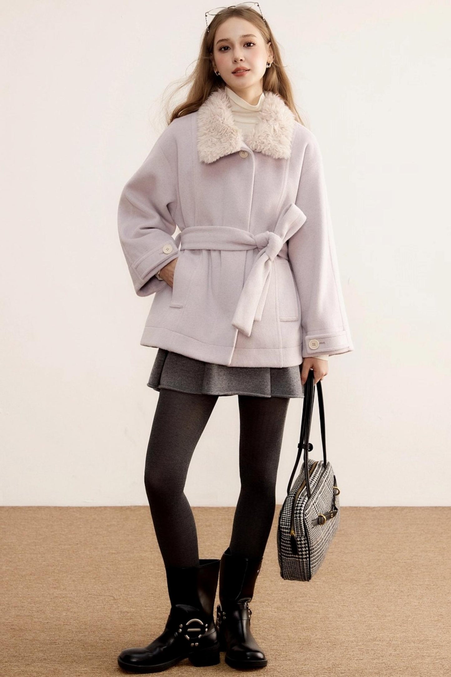 Woolen Mid-Length Winter Plush Wool Coat