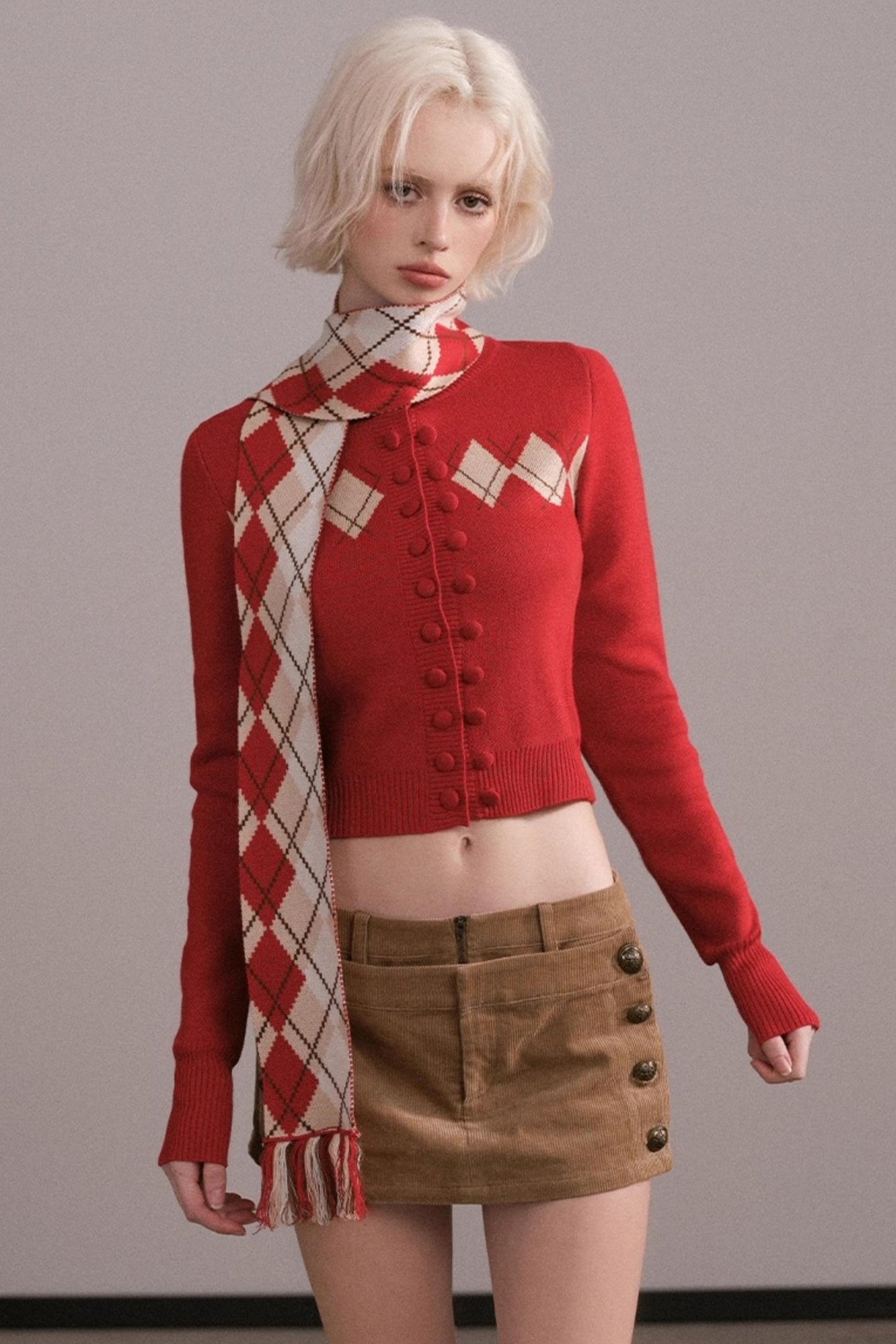 Slim-Fit Quilted Knit Sweater Set