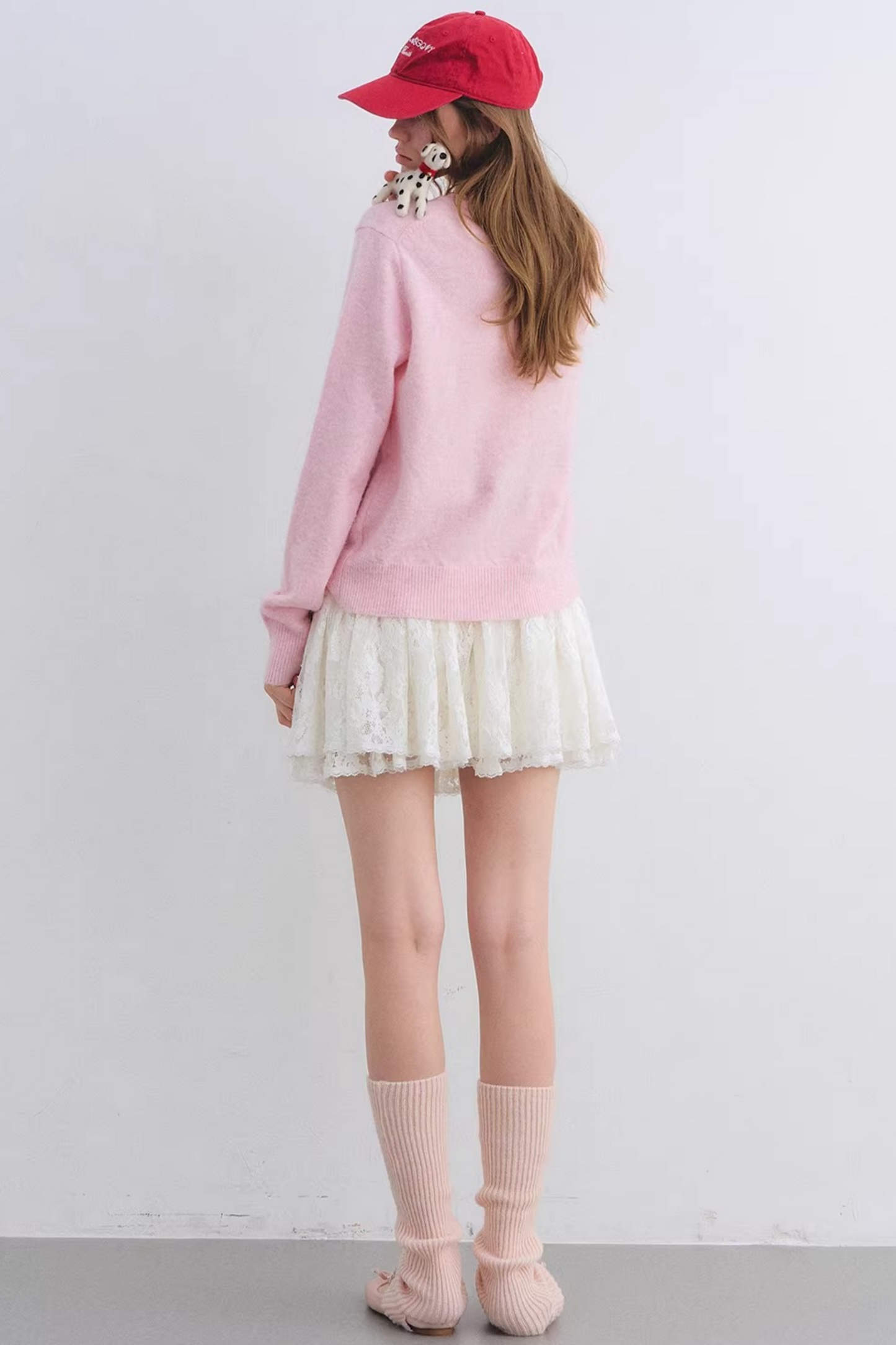 Jacquard Bow Wool Cardigan