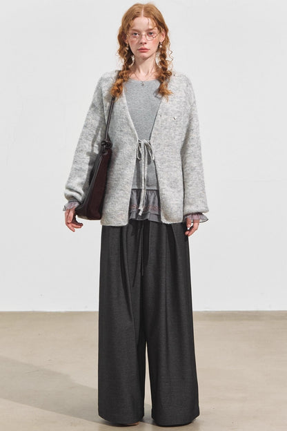 Double-Lace Raglan Sleeve Fleece Top