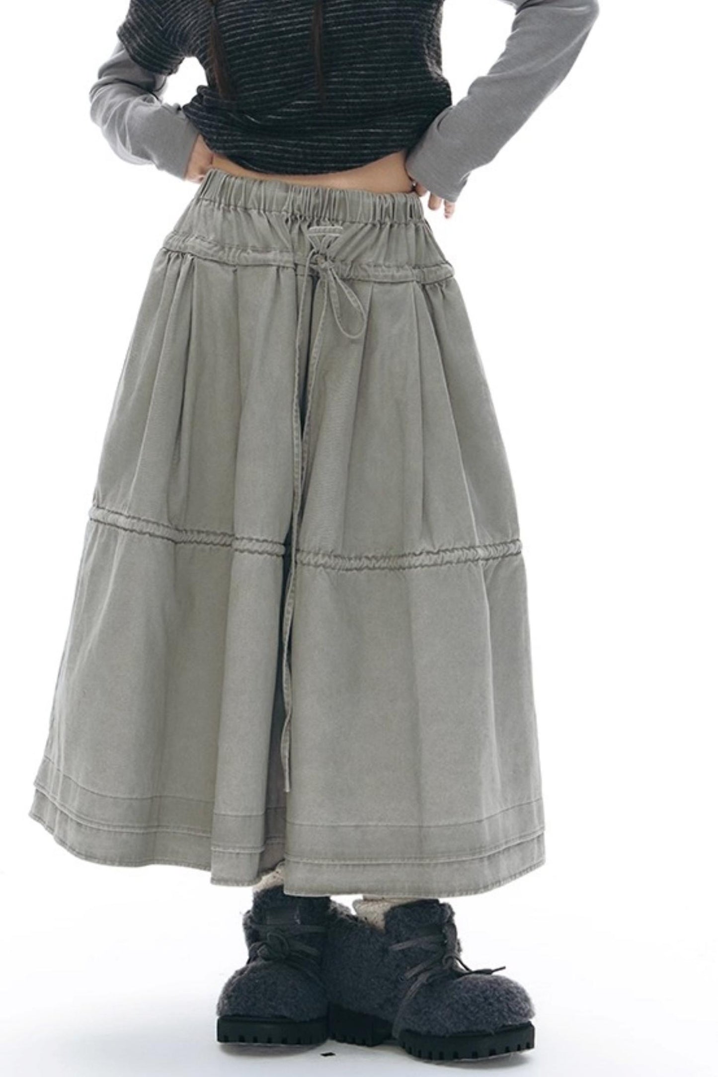 Elastic Cotton Dimensional Skirt