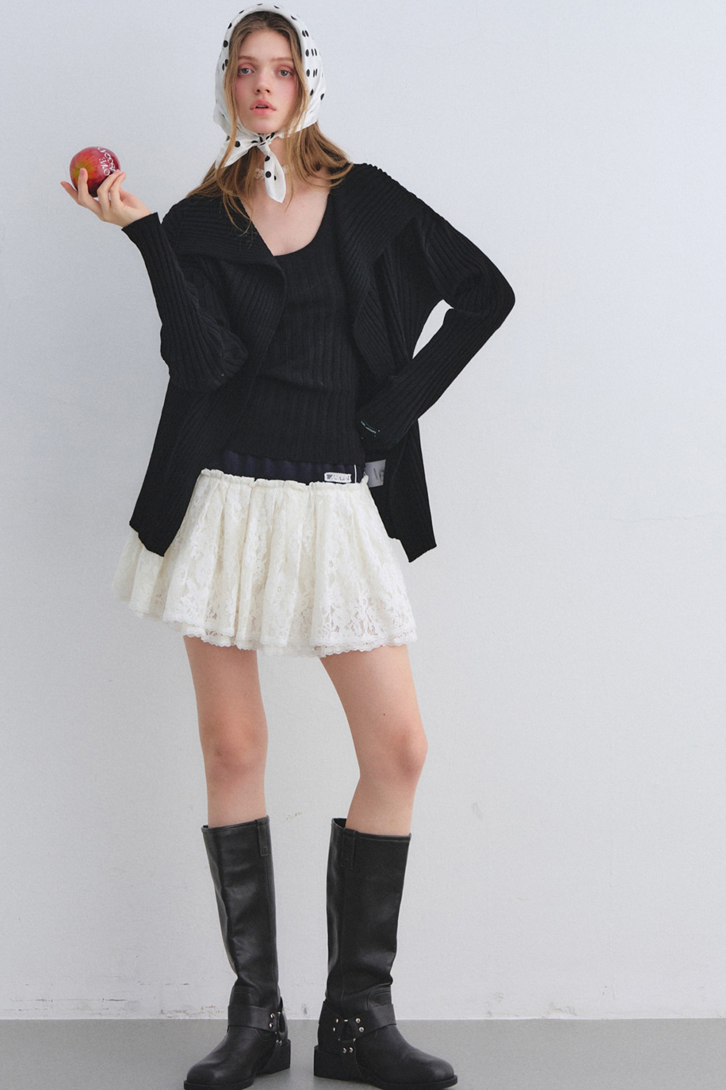 Wool Blend Cardigan Base Top Set