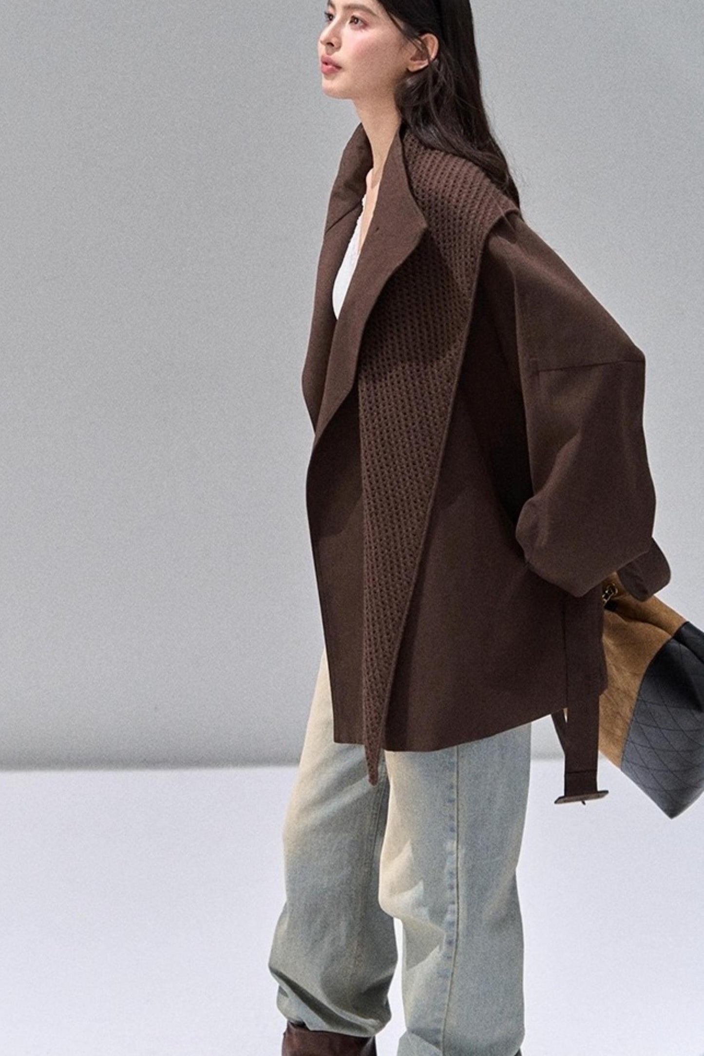 Vintage Woolen Trench Shawl Jacket