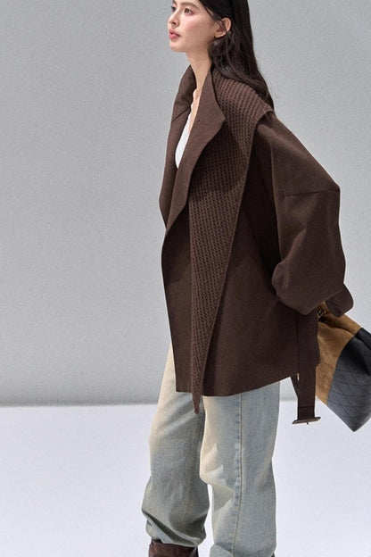 Vintage Woolen Trench Shawl Jacket