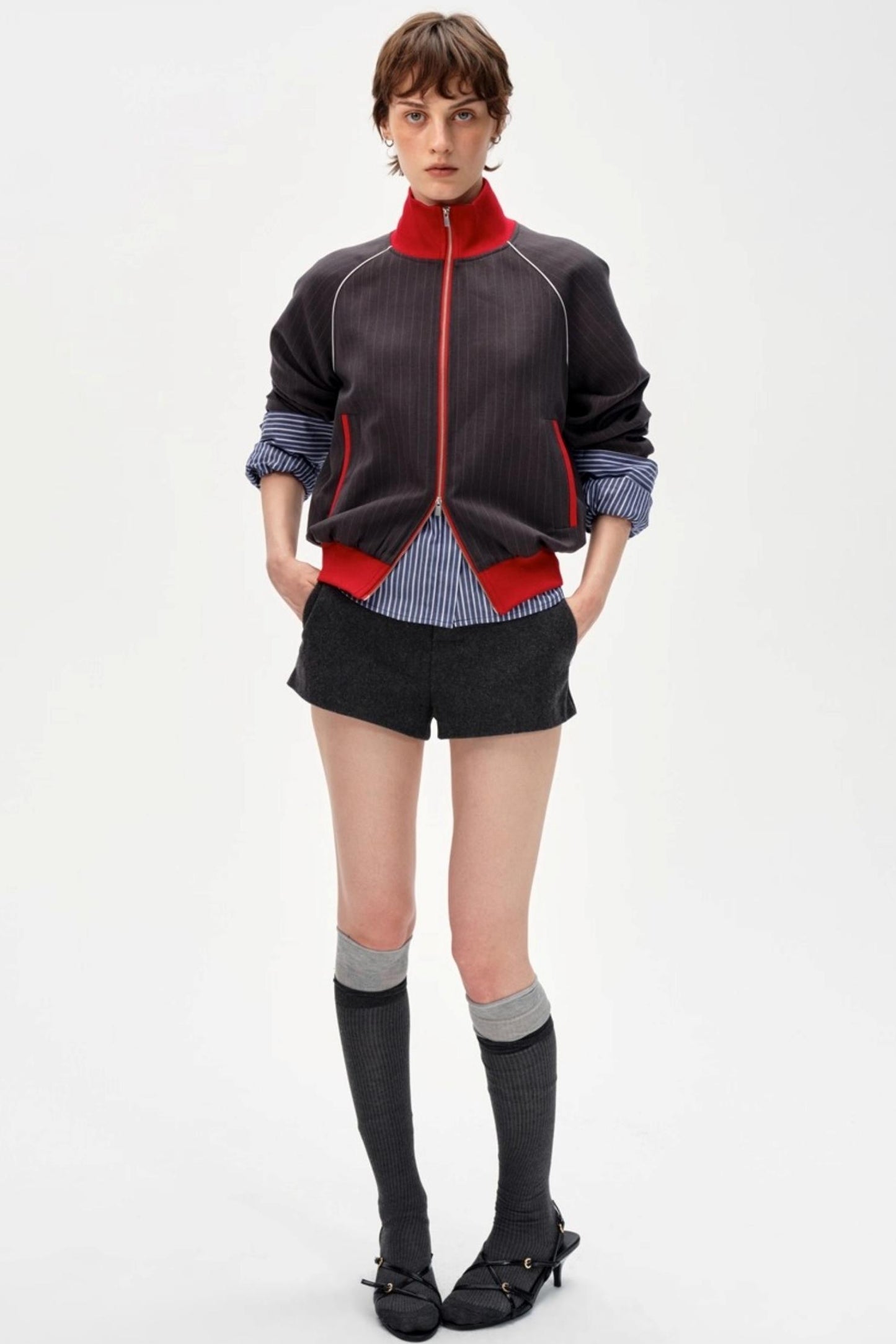 Retro Double Zipper Slim Jacket