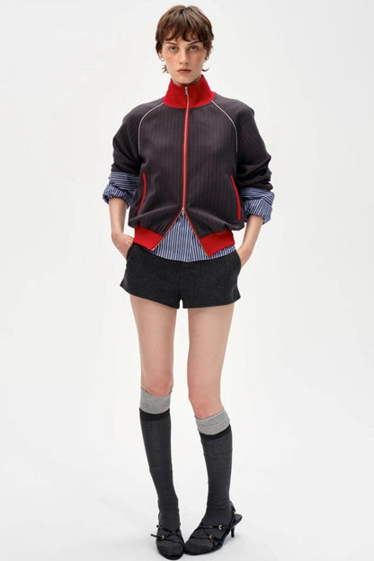 Retro Double Zipper Slim Jacket