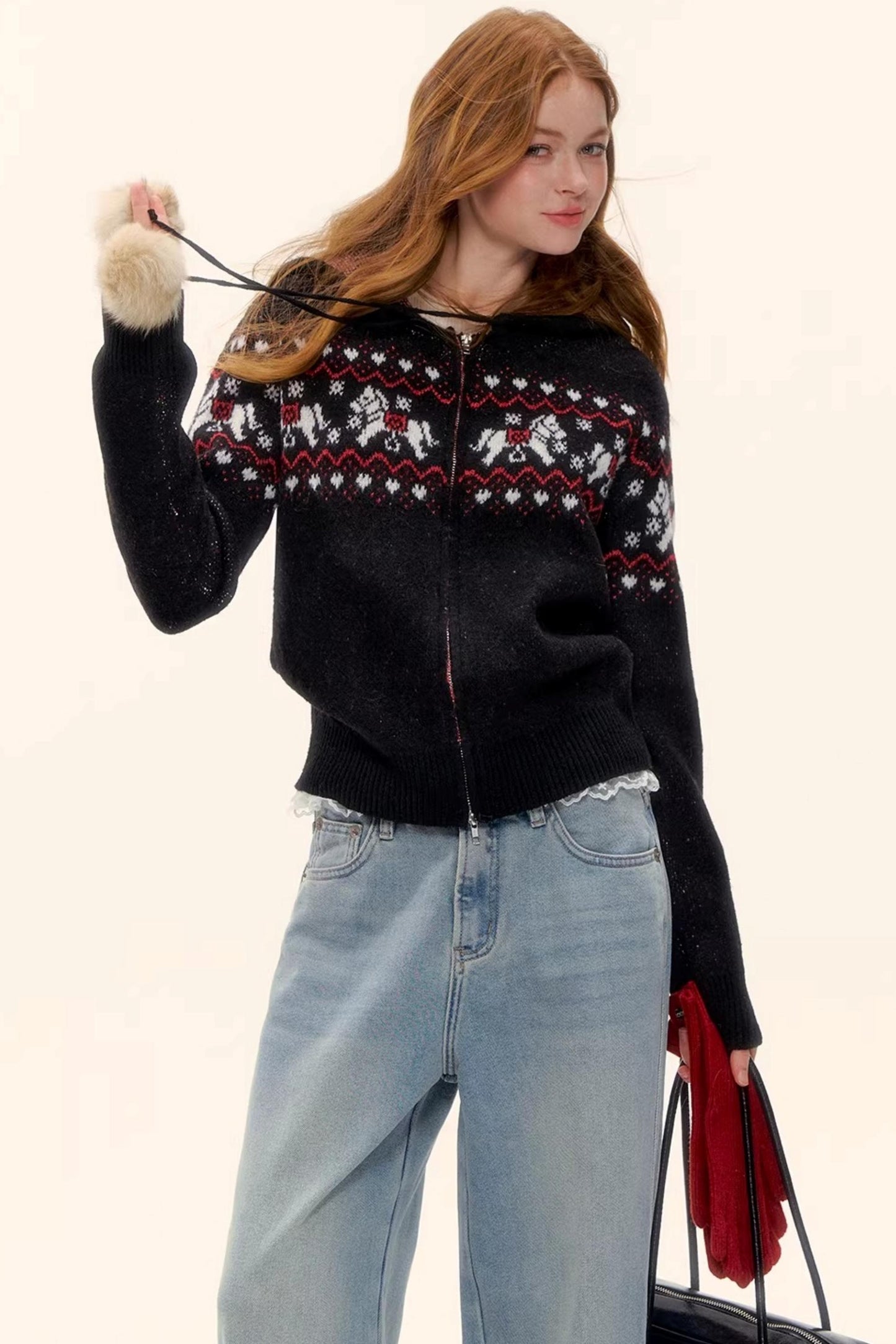 Wool Blend Fair Isle Jacket Set-Up