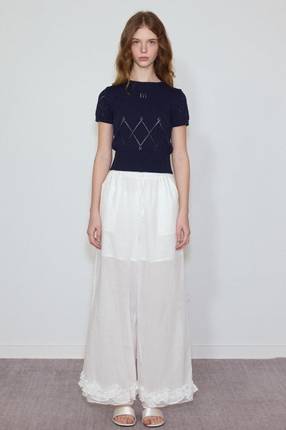 White- Navy Knit Tee