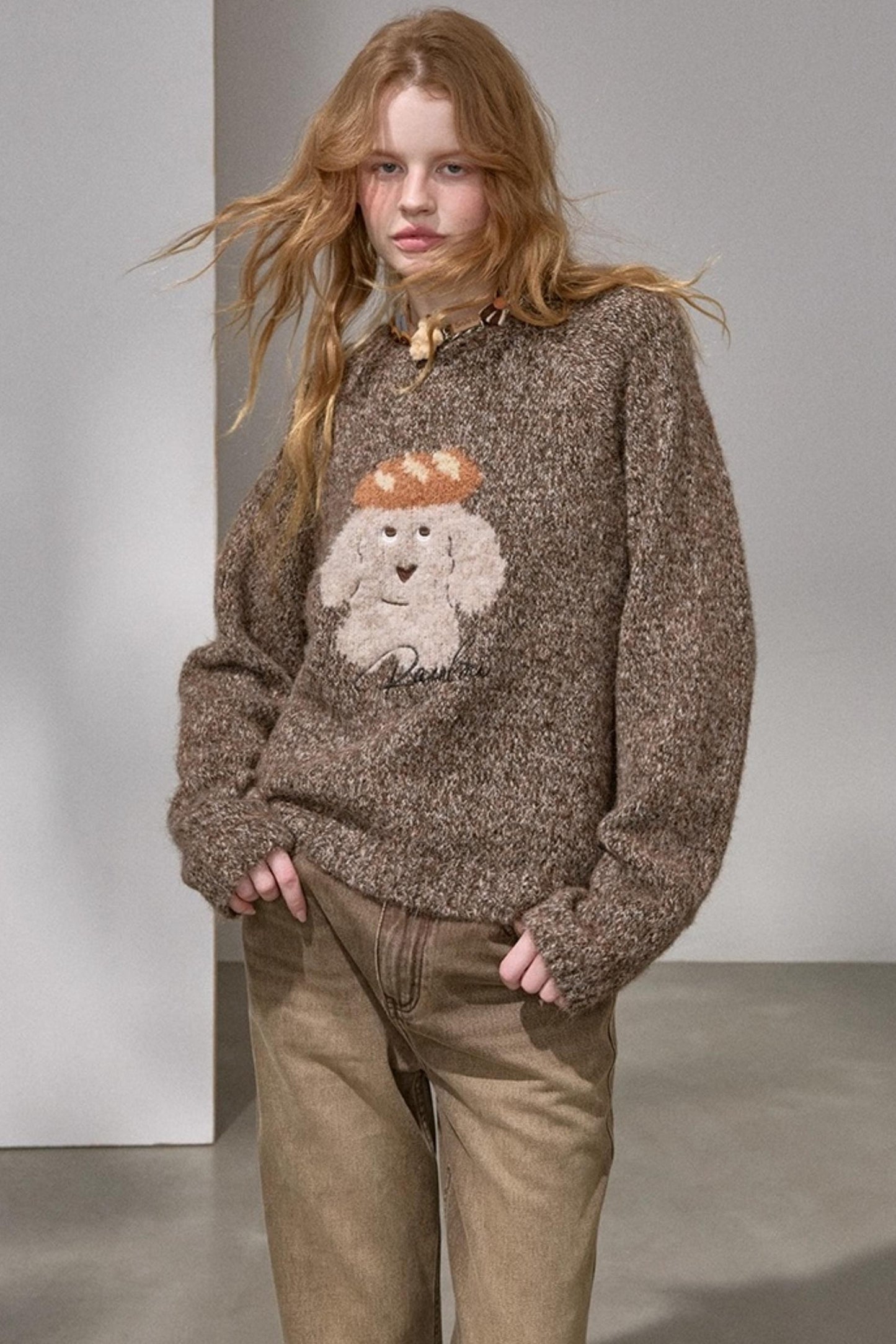 Bread Dog Round Neck Sweater