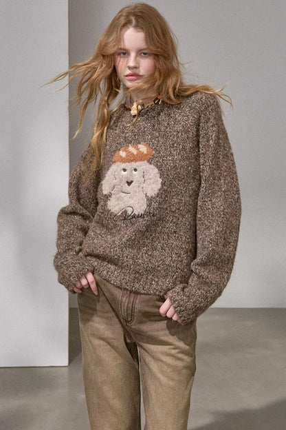 Bread Dog Round Neck Sweater