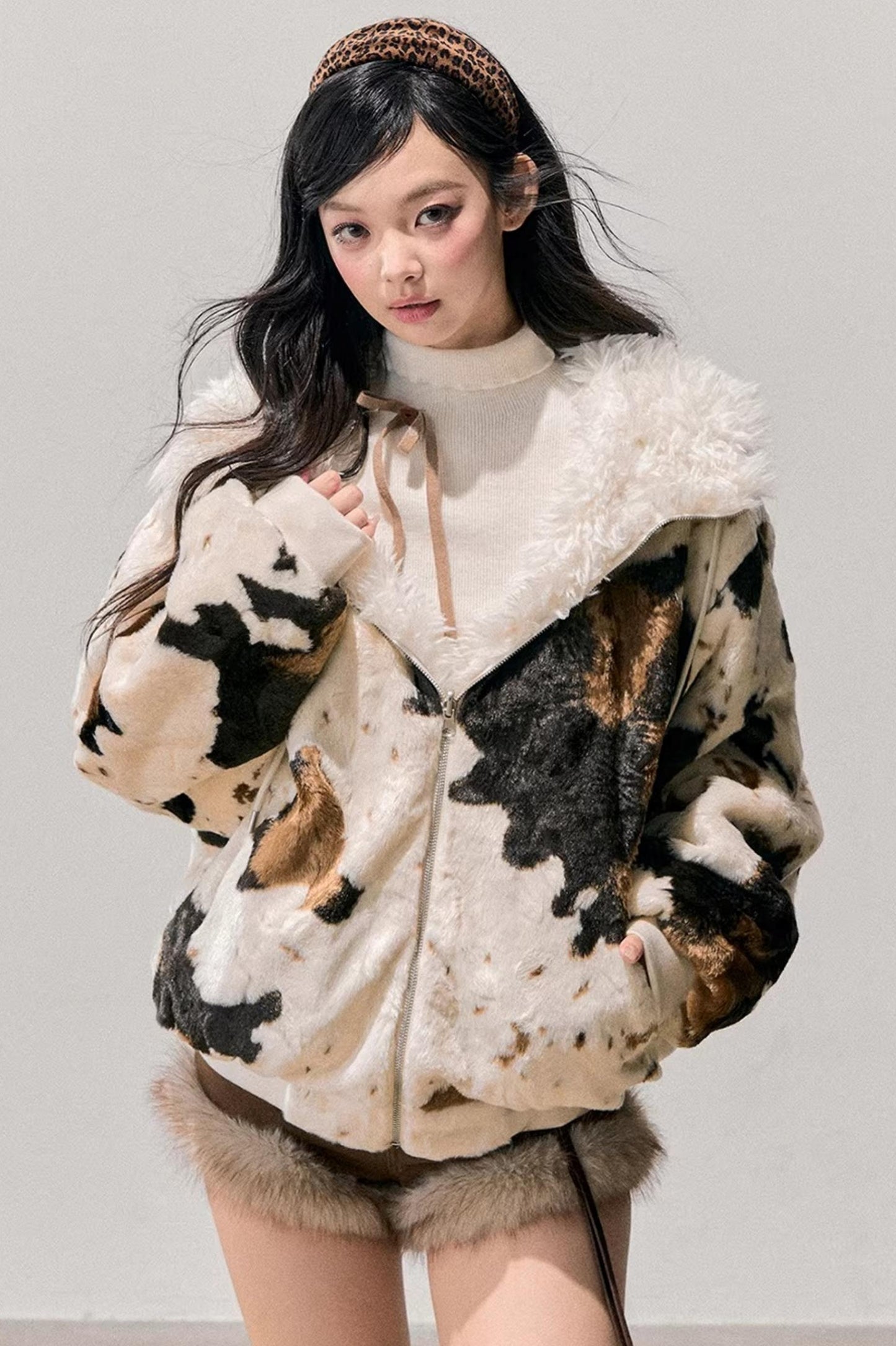 Korean Faux Fur Wide-Leg Pants