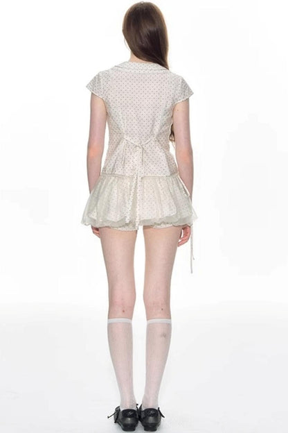 Nap Dot Mesh Culottes Set-Up