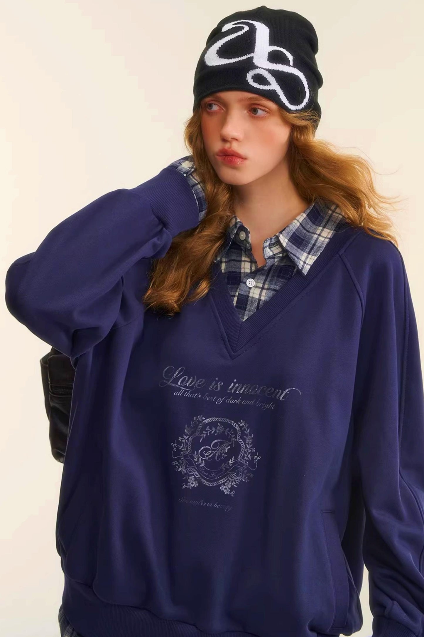 Retro Plaid Patchwork Sweatshirt