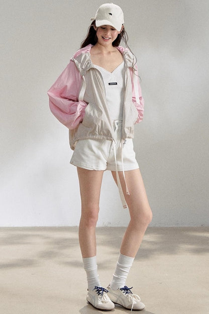 Textured White V-Neck Knitted Suspender Top