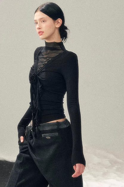 High-Neck Lace Winter Top