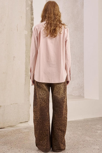 Cashew Flower Embroidered Long Sleeve Shirt