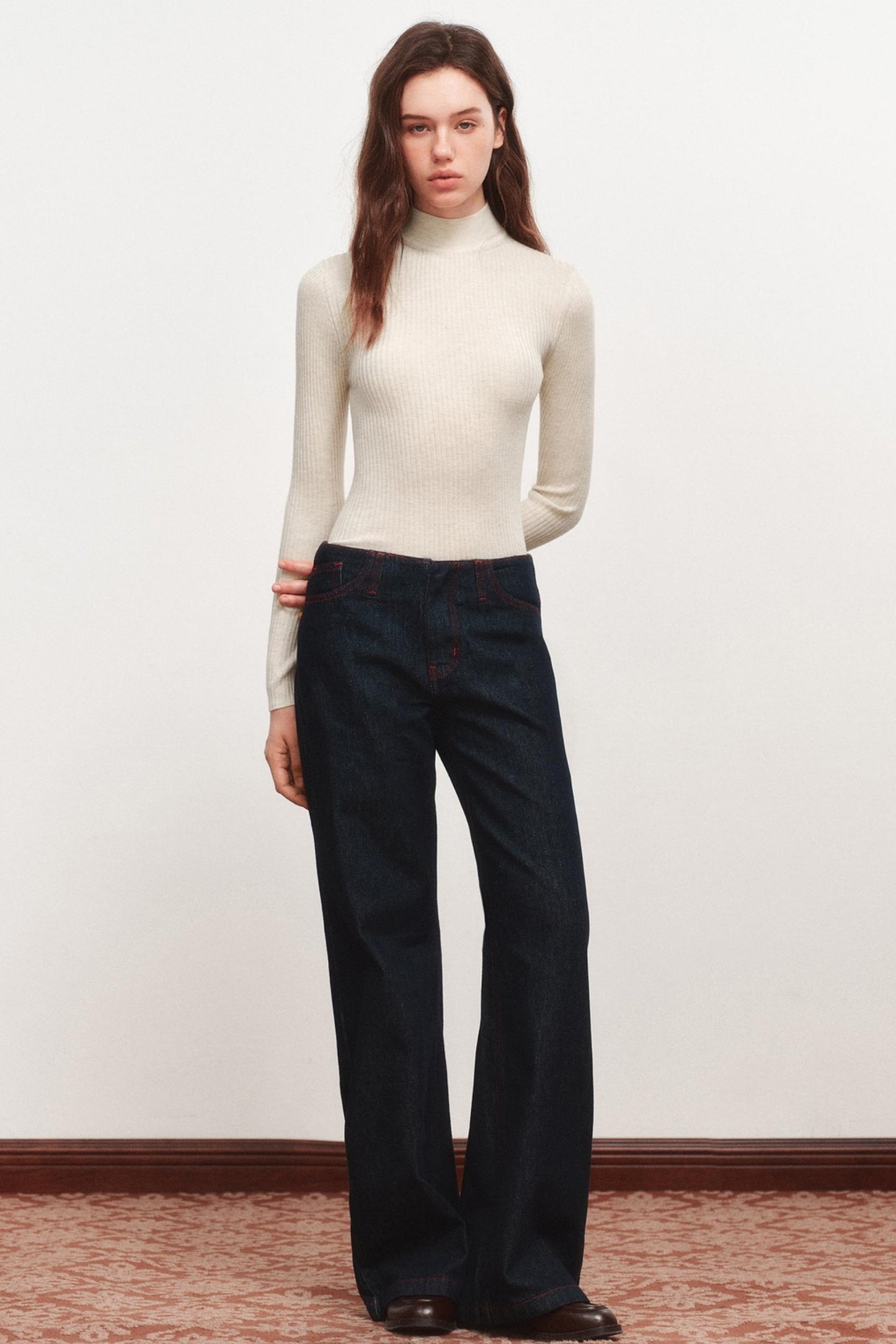 High Neck Knitted Sweater Top