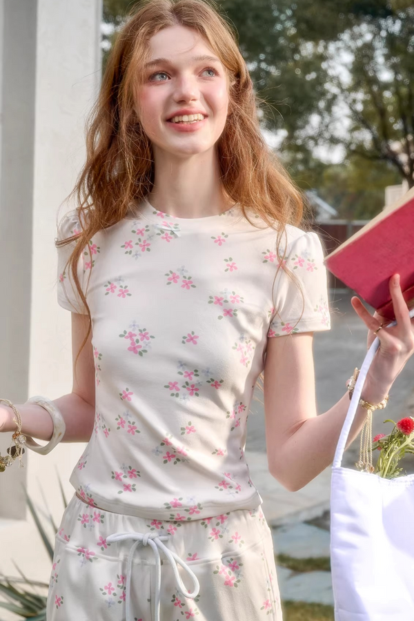 Blue Velvet Floral Cardigan Set-Up