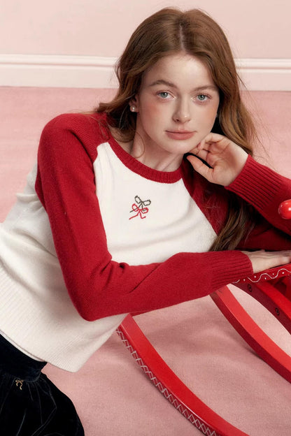 Color-Block Wool Blend Knit Sweater