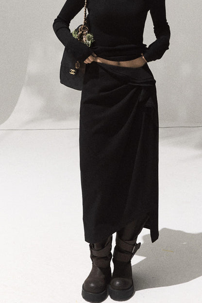 Green Oak Gray Pleated Skirt