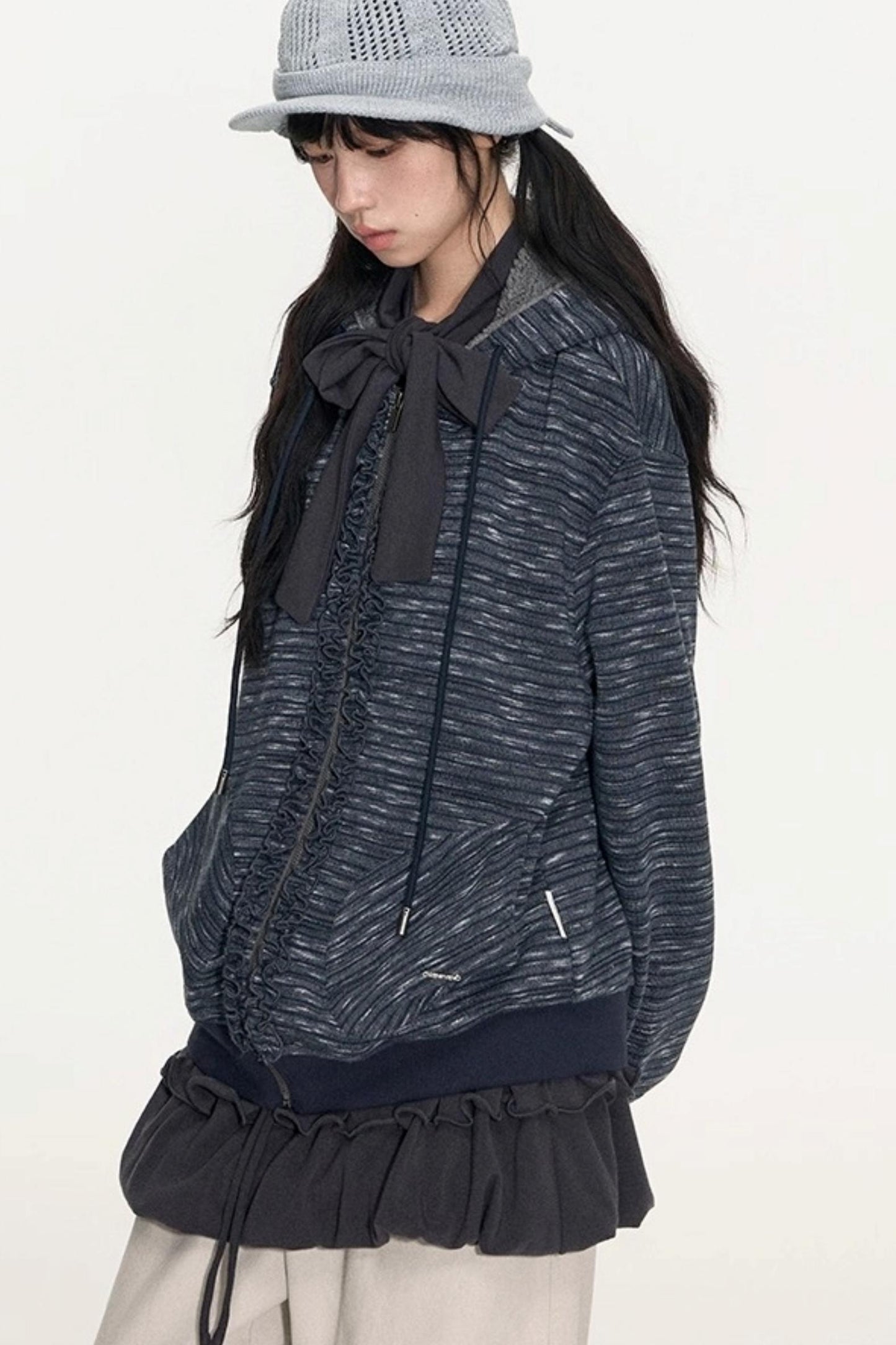 Fungus Edge Lambswool Hooded Cardigan