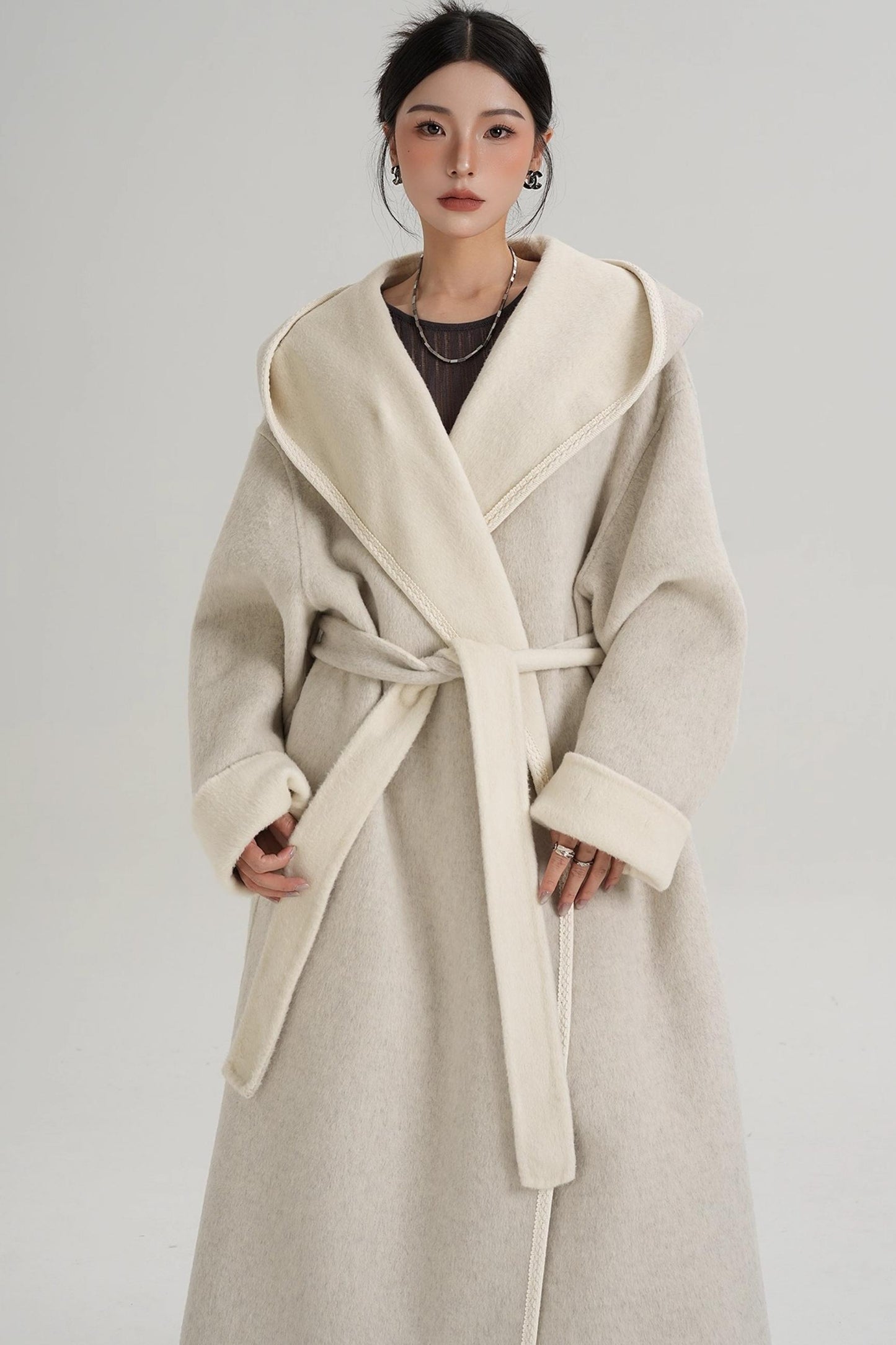 Temperament Hooded Wool Reversible Coat