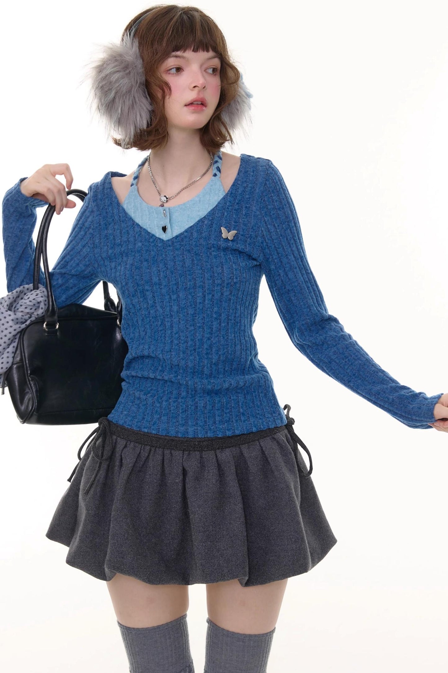 Autumn Slim Halterneck Knit Top