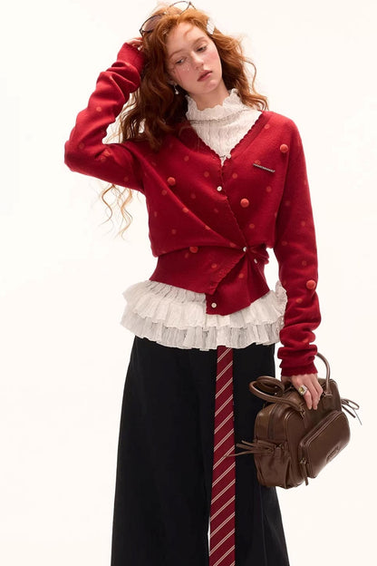 Polka Dot Asymmetrical Cardigan