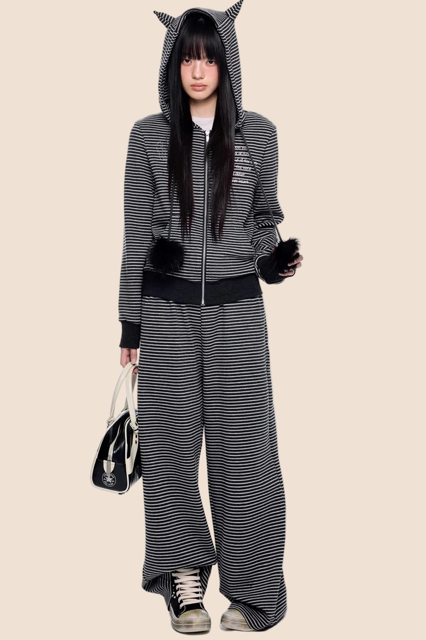 Devil Striped Hooded Jacket Set-Up