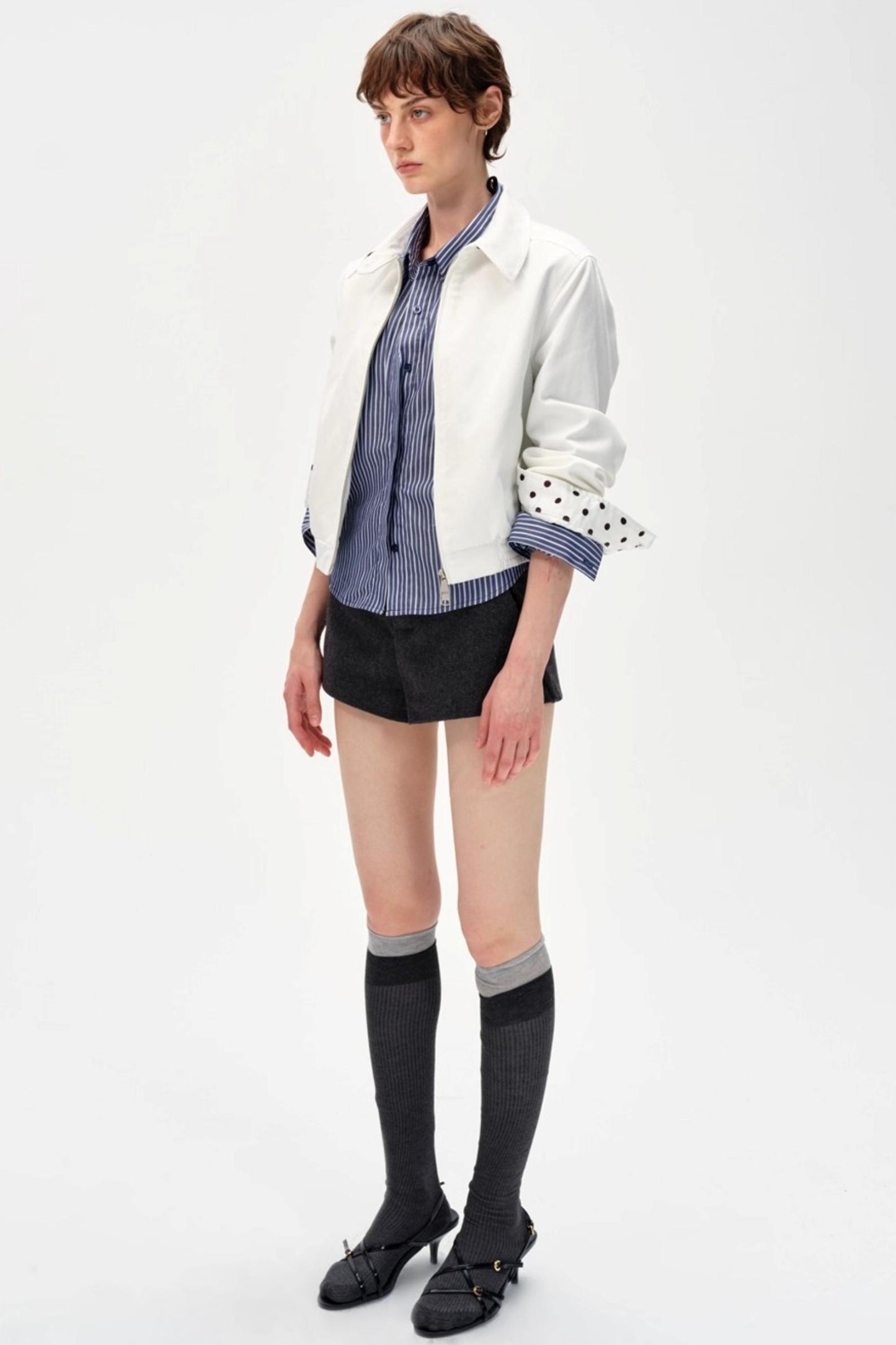 Color-Blocked High-Waisted Suede Shorts