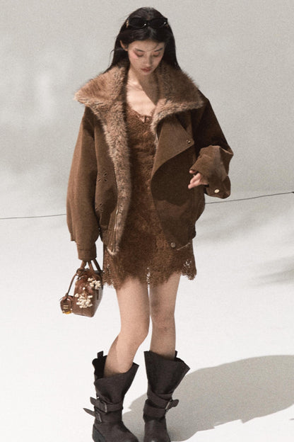 Velvet Lace Slim Silhouette Dress