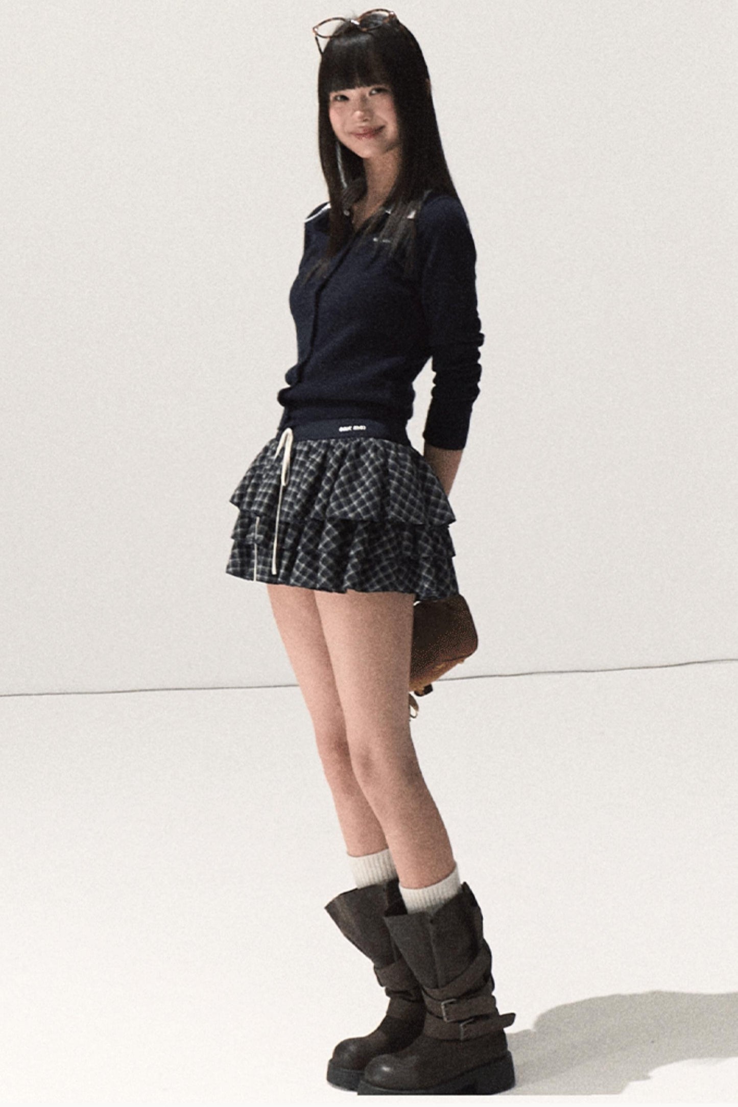 Shrine Plaid Woolen Cake A-Line Skirt
