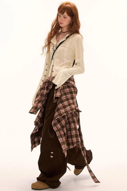 Striped Knit Multi-Button Cardigan