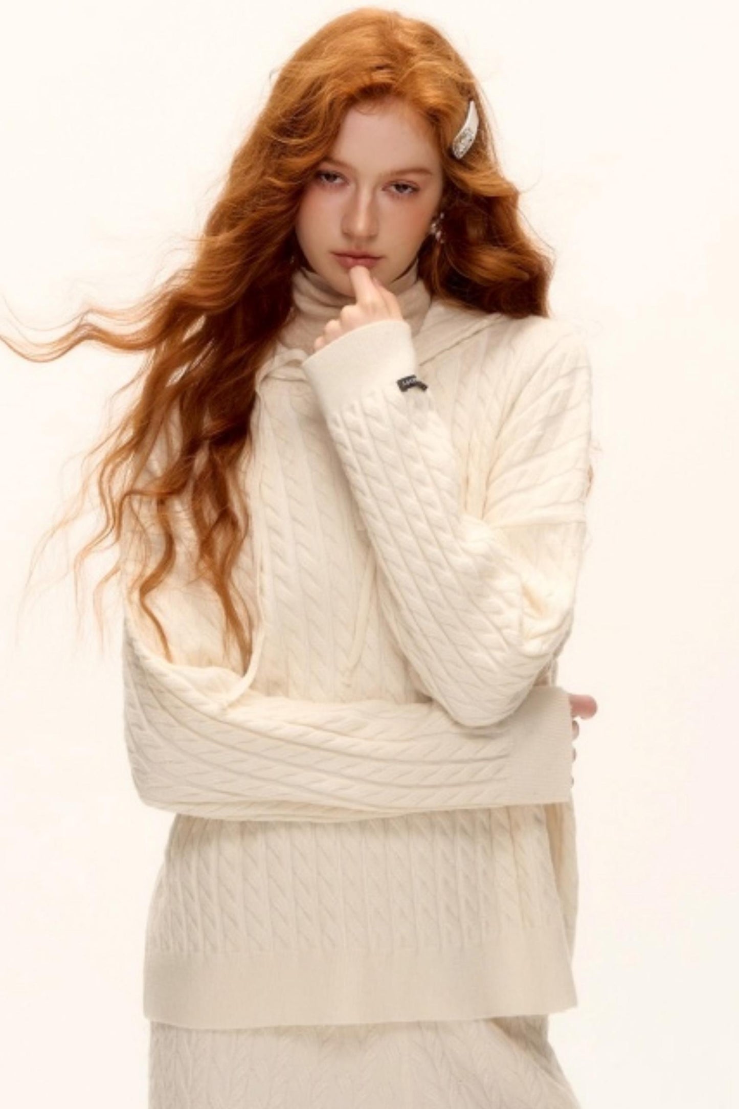 Wool Blend Hooded Knit Set-Up