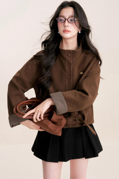 Caramel Check Woolen Jacket